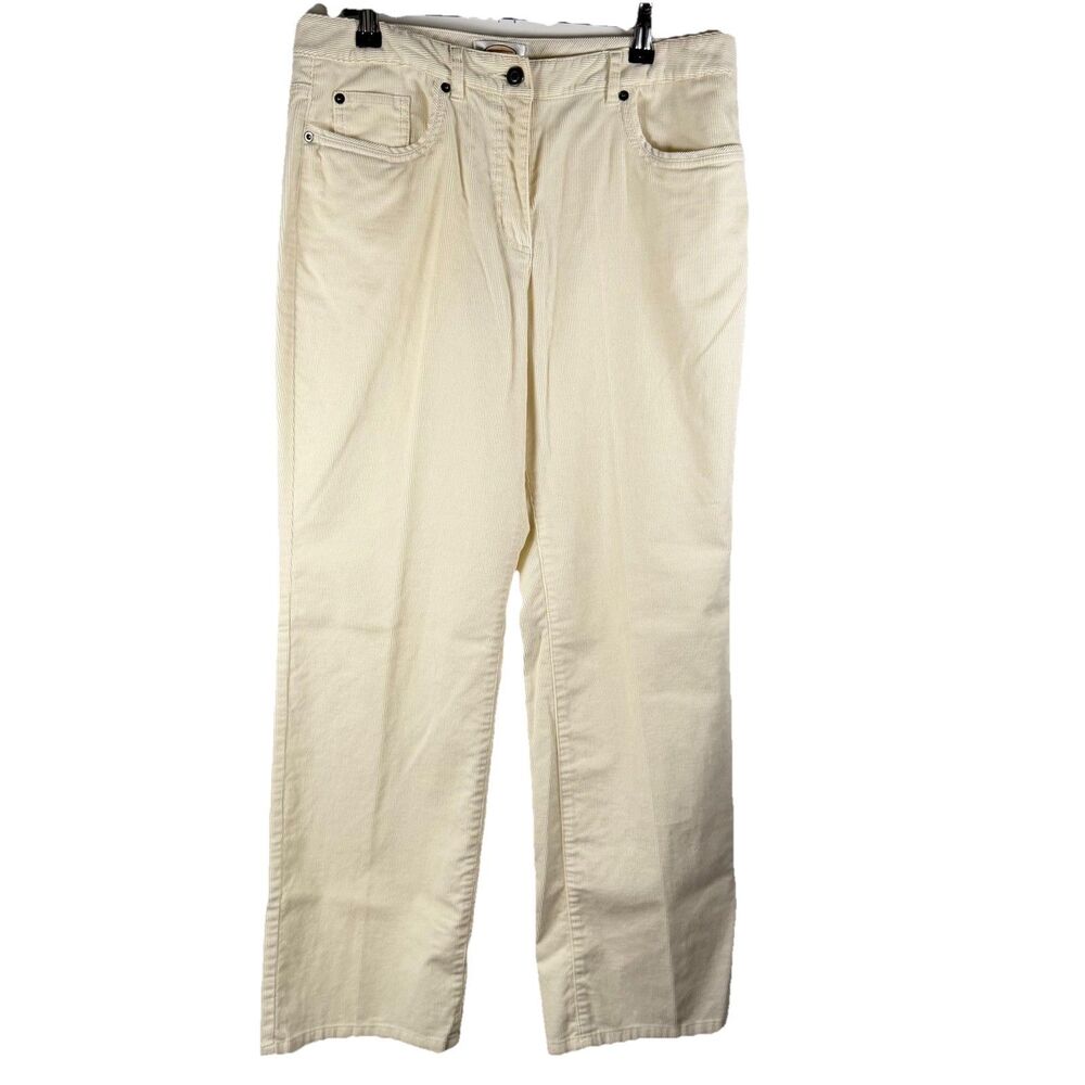 Talbots Petite Corduroy Pants Cream Straight Leg VTG 90s Heritage Academia Sz 10